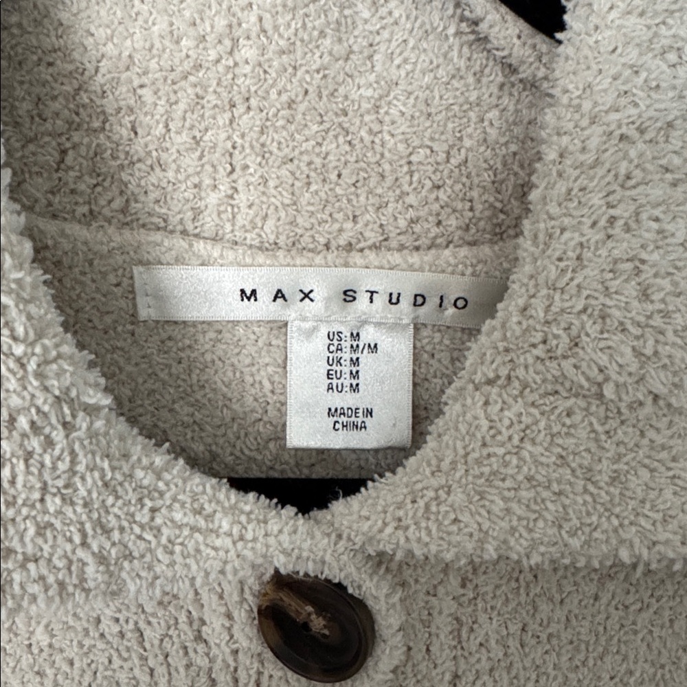 Max Studio Cream Button-Up Turtleneck Sweater - Picture 2 of 3